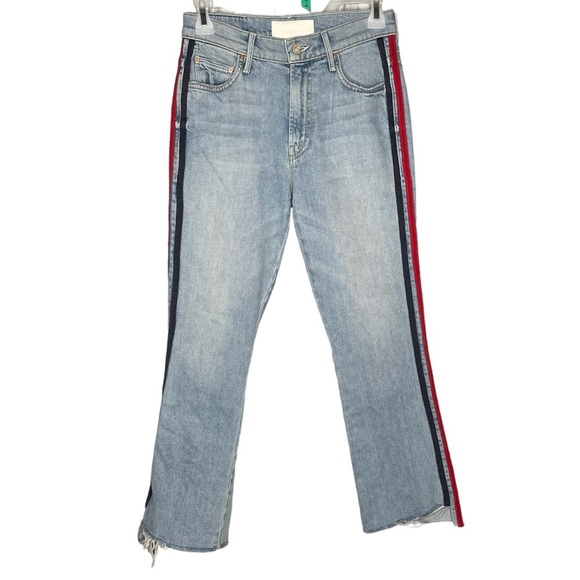 Mother Superior jeans the insider crop step fray thanks racer stripe women’s 24 - Picture 3 of 11